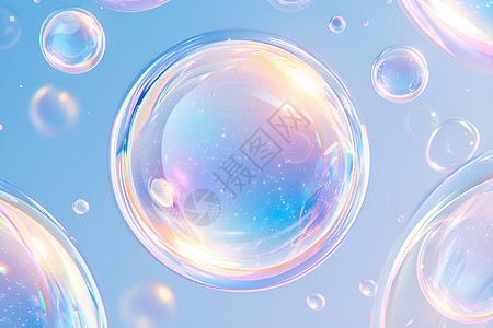 蓝粉拼色色彩奇幻的泡泡插画