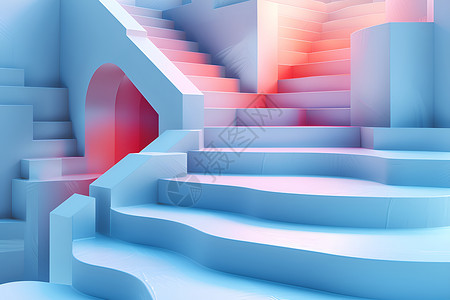 红色阶梯背景图片