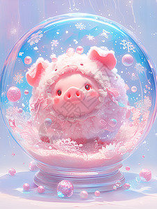 水晶球里的小猪造型背景图片
