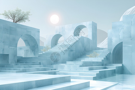 清晰简洁的建筑台阶背景图片