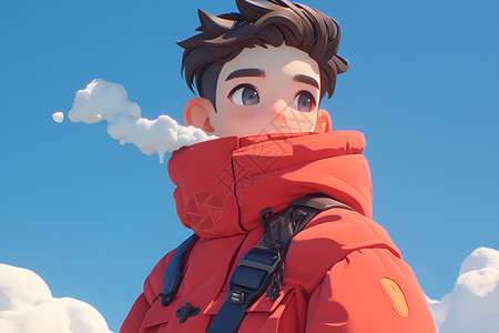 冬日的红衣男子背景图片