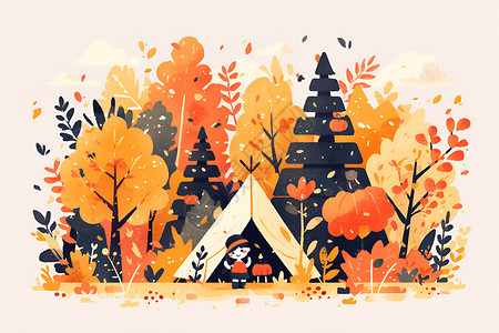 秋天的露营南瓜野营地高清图片