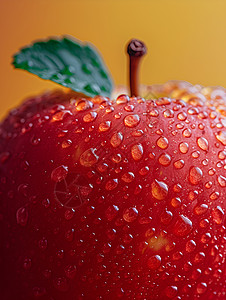 红苹果上的水滴背景图片