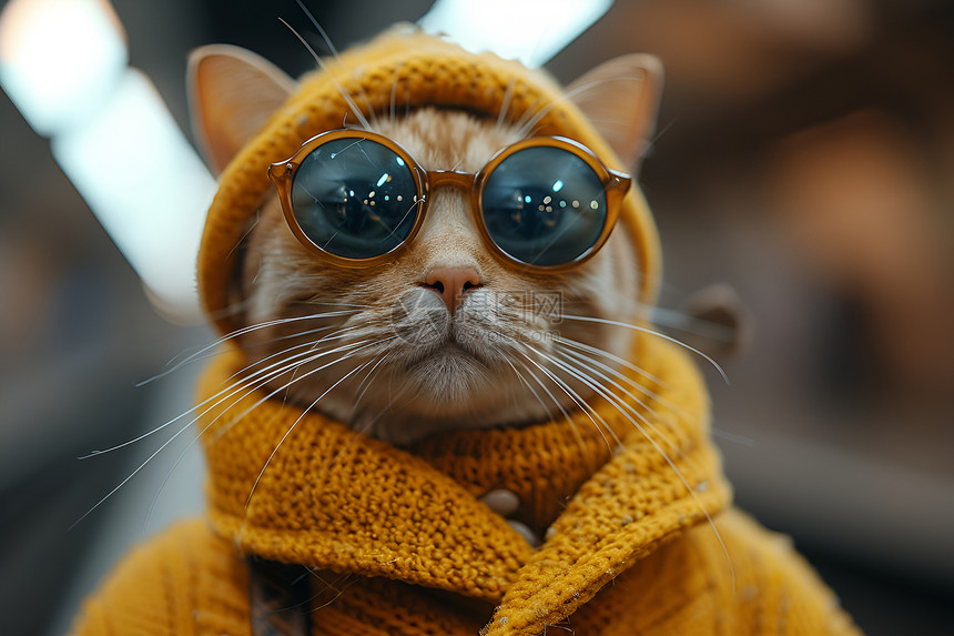 地铁猫咪时尚穿搭图片