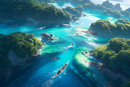 划船探险背景图片