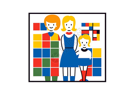 扁平风格的家庭肖像高清图片