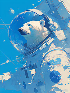 穿着宇航员服的北极熊背景图片
