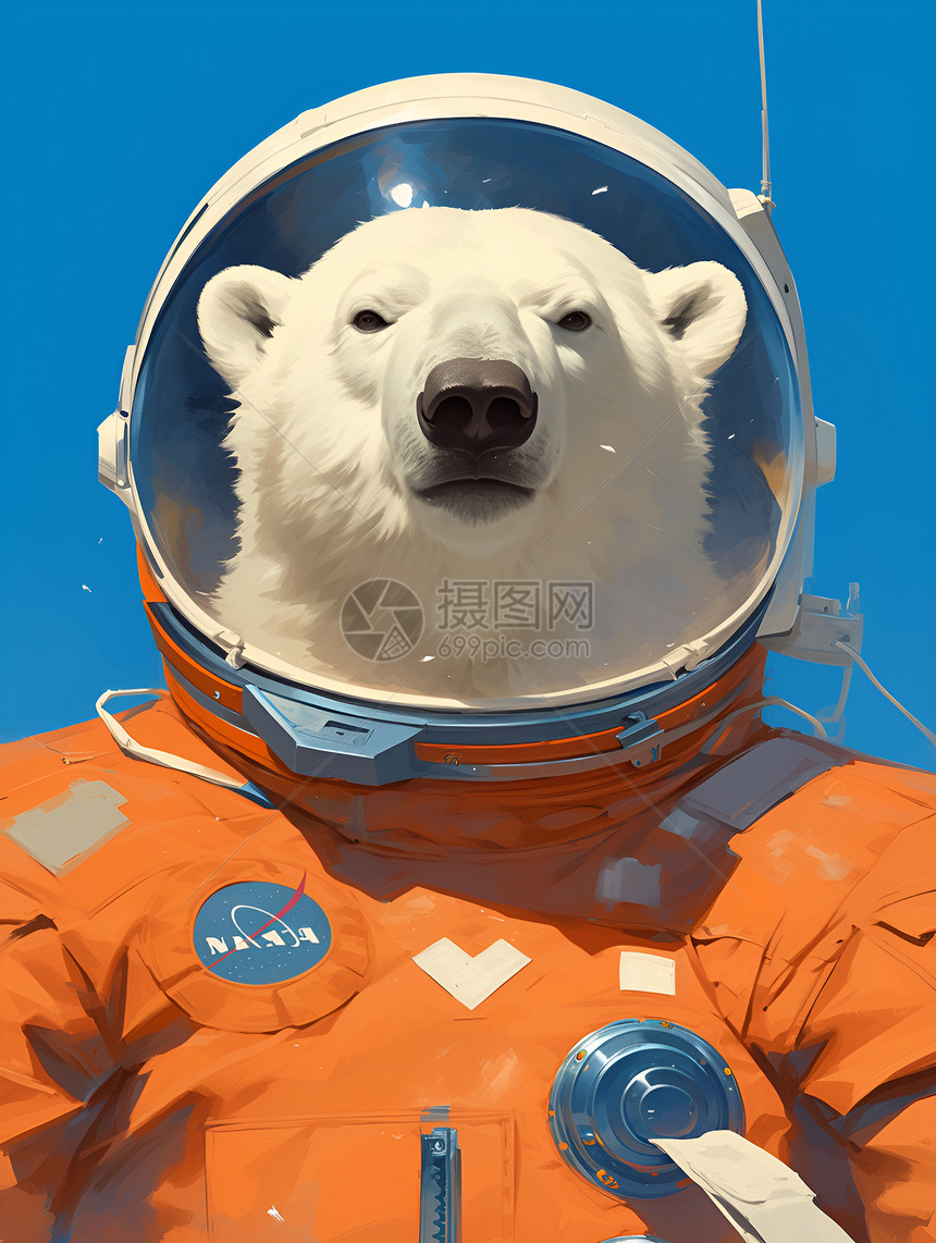 极地熊穿着宇航员服图片