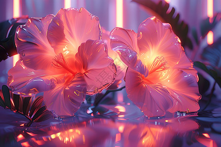 琉璃工艺品美丽的花朵插画