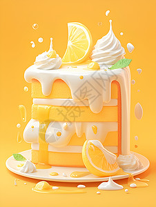 柠檬切块柠檬蛋糕切块插画