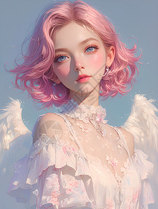 露莓露肩的天使插画