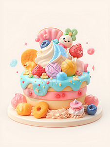 彩色奶油蛋糕背景图片