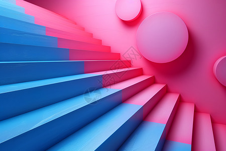 蓝粉色阶梯背景图片