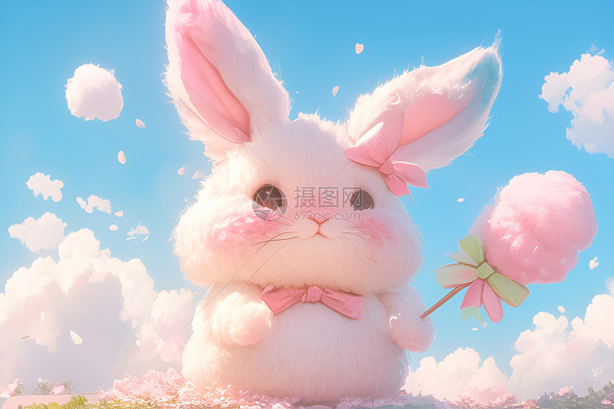 棉花糖兔兔图片