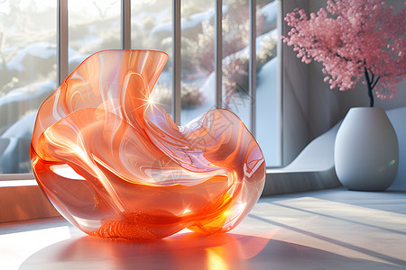 抽象玻璃花瓶背景图片