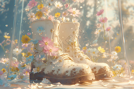 花朵盛开的泥靴背景图片