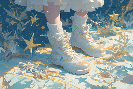 白鞋彩虹素材迷幻绘画白鞋插画