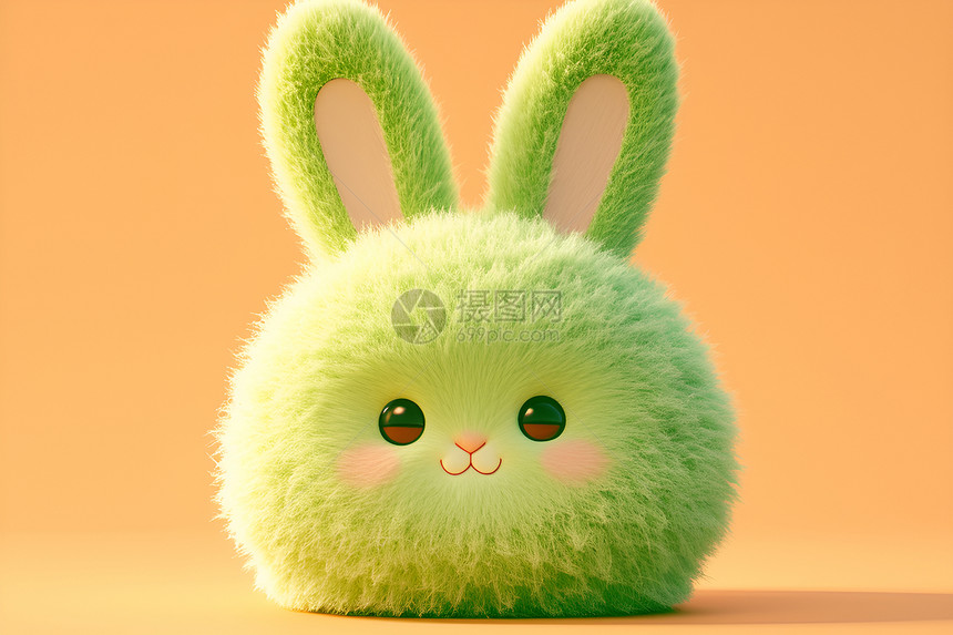 绿色棉花糖小兔图片