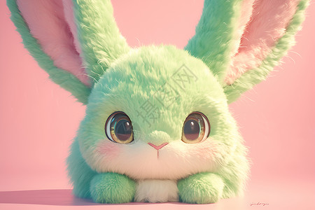 长耳朵绿兔子背景图片