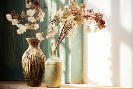 窗台上的花瓶背景图片