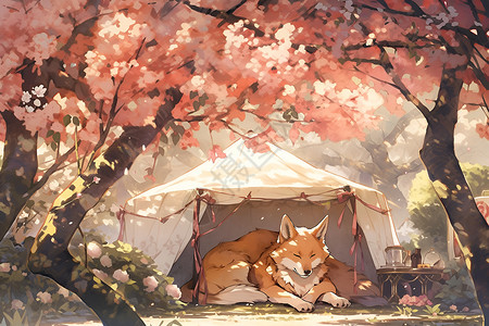 帐篷中的狐狸背景图片