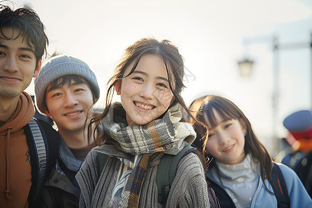 阳光下的青春男女背景图片