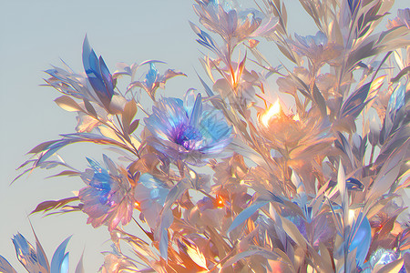 玻璃折射阳光下的兰花草插画