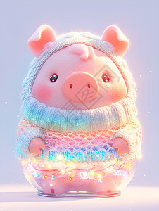 精致绒毛装束的可爱小猪背景图片