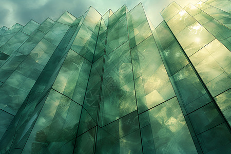 纹理建筑抽象风格的玻璃建筑艺术插画