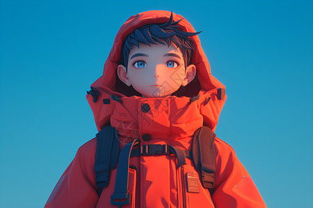 冬日的男孩背景图片