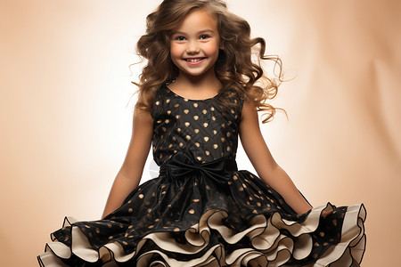 可爱童装素材小女孩穿着花裙子背景