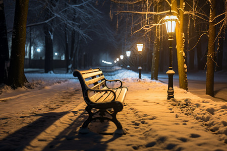 寒夜公园冬日灯光背景图片