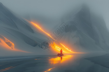 探险冰山的男性背景图片