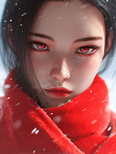 冬日中的红衣女子背景图片
