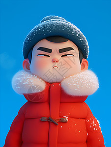 冬日红衣男子背景图片