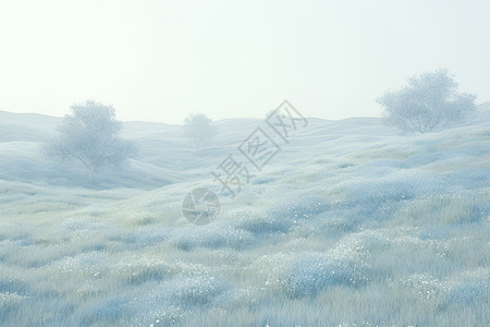 草原上壮观的浓雾背景图片