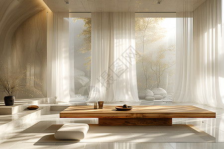 简约的客厅窗帘设计背景图片