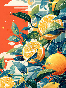 插画插图的橙子背景图片