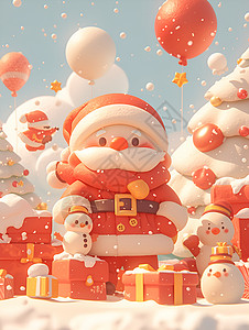 雪地中的圣诞老人背景图片