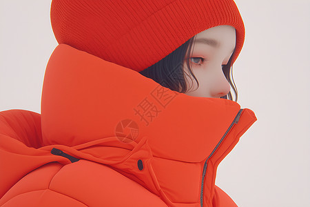 冬季穿着红色棉袄的女孩背景图片