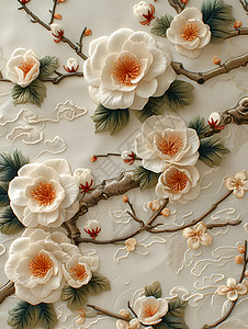刺绣的美丽花朵背景图片