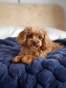 毯子上的可爱小狗背景图片