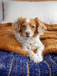 毯子上的小狗背景图片