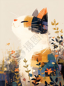 绘画的水彩猫咪背景图片