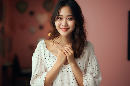 韩国时尚感激的韩国女孩背景