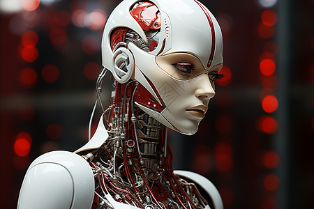 红白精致机器人背景图片