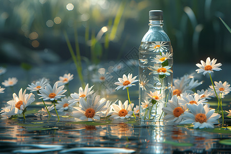 水瓶中的菊花背景图片