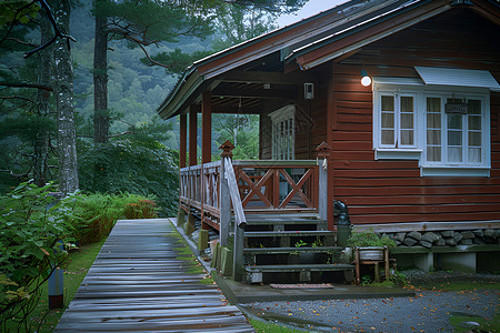 深山小屋背景图片