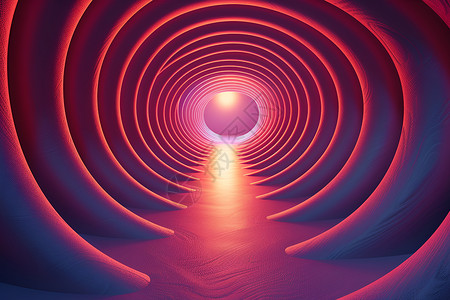 门洞圆形红蓝光隧道插画