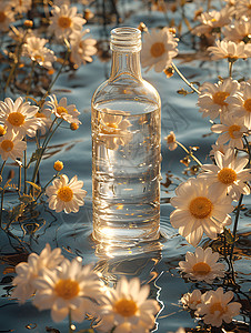 保温水瓶一瓶透明的水设计图片